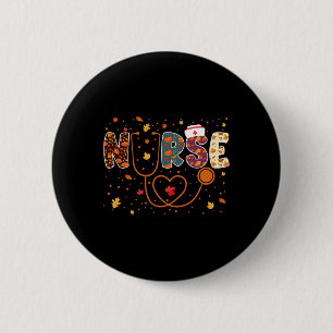 Verpleegkundige Thanksgiving Dag Stethoscoop Herfs Ronde Button 5,7 Cm