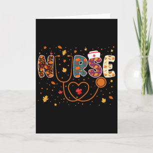Verpleegkundige Thanksgiving Day Stethoscoop Herfs Kaart