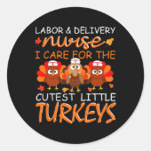 Verpleegkundige Thanksgiving Herfst arbeid en leve Ronde Sticker (Voorkant)