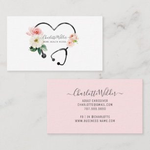 Verpleegkundige Thuiszorg Bloemige Stethoscoop  Visitekaartje
