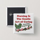 Verpleegkundige Toezichthouder Vierkante Button 5,1 Cm (Voorkant /achterkant)