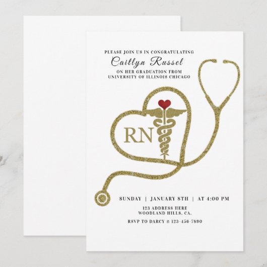 Verpleegkundige uitnodiging, verpleegkundige afstu kaart (Voorkant / Achterkant)