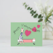 Verpleegkundige Valentijn geeft "Happy Valentijnsd Feestdagenkaart (Staand voorkant)