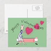 Verpleegkundige Valentijn geeft "Happy Valentijnsd Feestdagenkaart (Voorkant / Achterkant)