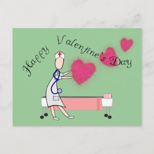 Verpleegkundige Valentijn geeft "Happy Valentijnsd Feestdagenkaart