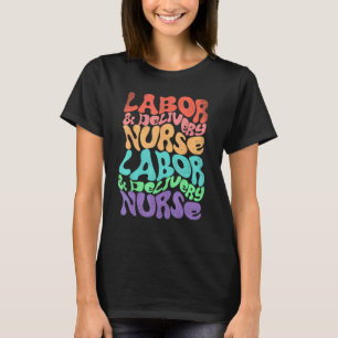 Verpleegkundige Verloskunde Groovy Retro Herhalend T-shirt