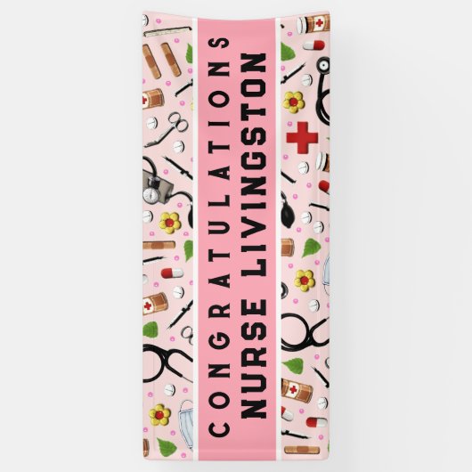 Verpleegkundige Verpleegkunde School Afstuderen Co Spandoek (Verticaal)