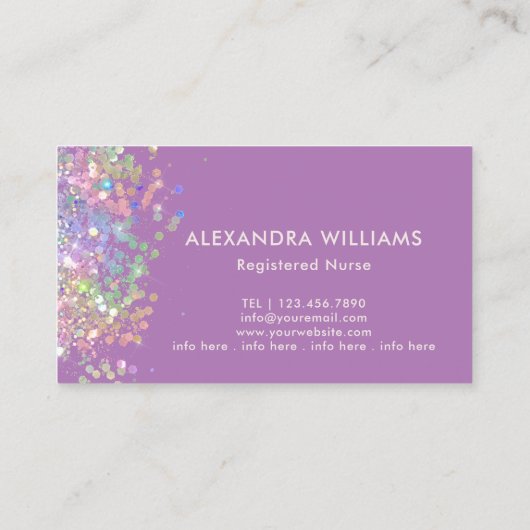 Verpleegkundige Verzorger Holografische Glitter Pa Visitekaartje (Achterkant)