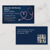 Verpleegkundige Verzorger Modern blauw Medische QR Visitekaartje (Voorkant / Achterkant)