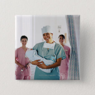 Verpleegkundige verzorging, baby, verpleegkundigen vierkante button 5,1 cm