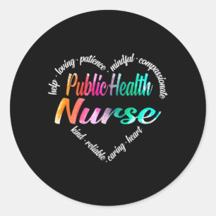 Verpleegkundige Volksgezondheid Hart Woordwolk Wat Ronde Sticker