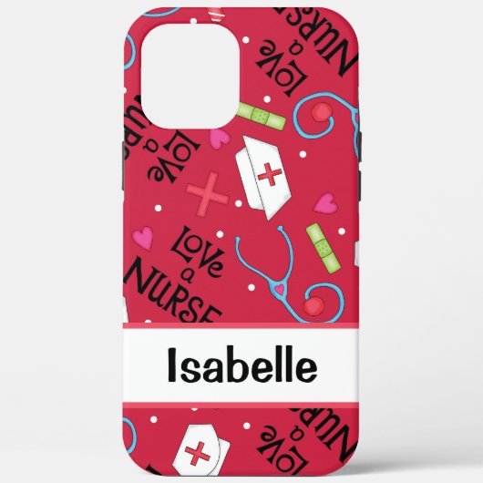 Verpleegkundige Whimsy Medical Art Red Name Persoo Case-Mate iPhone Case (Achterkant)