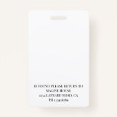 Verpleegkundige zorg of pensionering bewoner foto- badge (Achterkant)