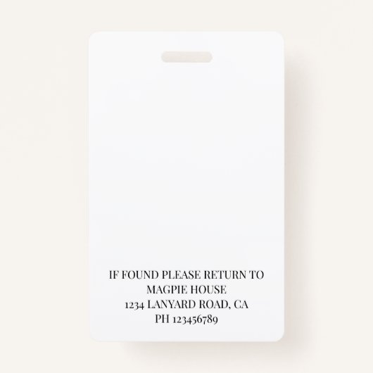 Verpleegkundige zorg of pensionering bewoner foto- badge (Achterkant)