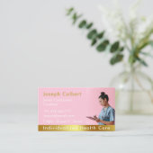 Verpleegkundige Zorgverlener Modern Roos Goud Medi Visitekaartje (Staand voorkant)