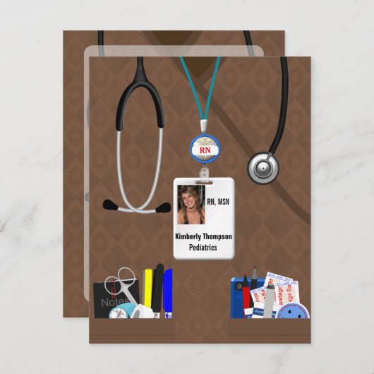 Verpleegkundigen Afstuderen Uitnodiging in Browns (Voorkant / Achterkant)