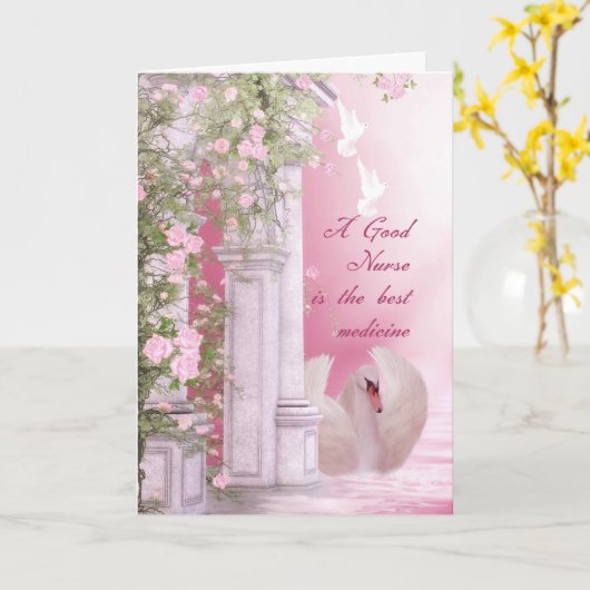 Verpleegkundigen dag Kaart met zwanenduif en Rozen (Gele Bloem)