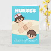 Verpleegkundigen Dag met Band Aid & Twee Verpleegk Kaart (Gele Bloem)