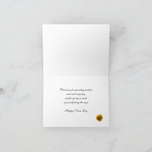 Verpleegkundigen Dag Wenskaart — Zonnebloem Bedankkaart (Binnen)