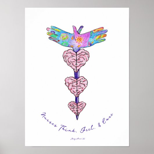 Verpleegkundigen denken, voelen en zorgen poster (Voorkant)