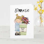 Verpleegkundigen die met zorg blanco briefkaarten  (Gele Bloem)