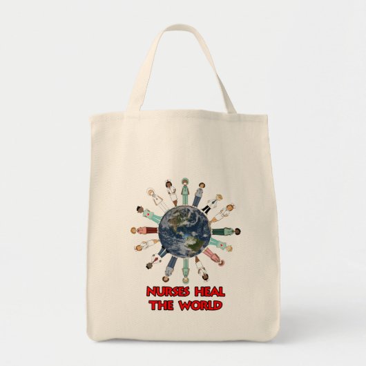 Verpleegkundigen Draaien de Wereld Rode Tekst en h Tote Bag (Voorkant)