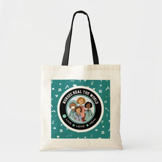 Verpleegkundigen genezen de wereld. Cadeau Tote Bag (Voorkant)