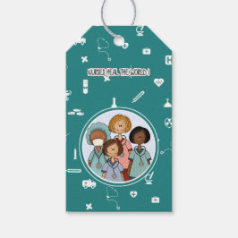 Verpleegkundigen genezen de wereld. Custom Cadeaulabel