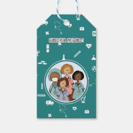 Verpleegkundigen genezen de wereld. Custom Cadeaulabel