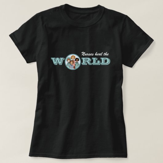 Verpleegkundigen genezen de wereld t-shirt (Design voorkant)