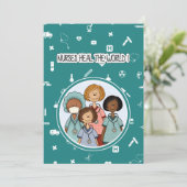 Verpleegkundigen genezen de wereld. Verpleegkundig Bedankkaart (Staand voorkant)