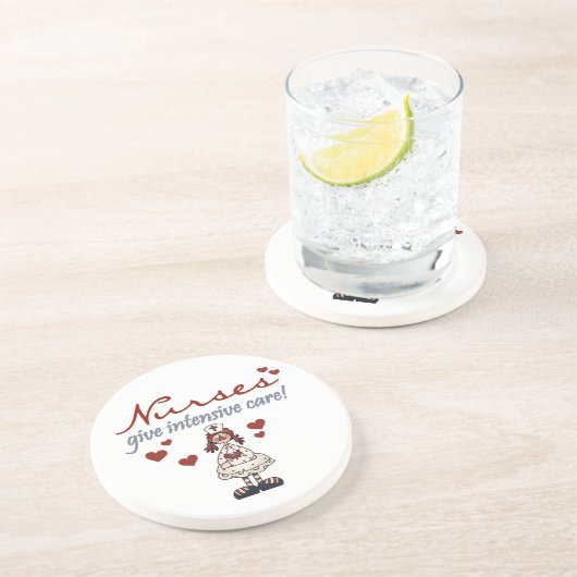 Verpleegkundigen geven Intensive Care T-shirts en  Zandsteen Onderzetter (Zijkant)