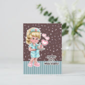 Verpleegkundigen geven zorg voor het hart. Cute Bl Briefkaart (Staand voorkant)