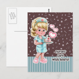 Verpleegkundigen geven zorg voor het hart. Cute Bl Briefkaart