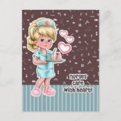 Verpleegkundigen geven zorg voor het hart. Cute Bl Briefkaart (Voorkant)