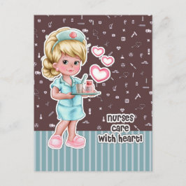 Verpleegkundigen geven zorg voor het hart. Cute Bl Briefkaart