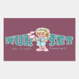 Verpleegkundigen geven zorg voor het hart. Cute Bl Rechthoekige Sticker