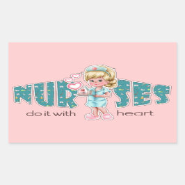 Verpleegkundigen geven zorg voor het hart. Cute Bl Rechthoekige Sticker