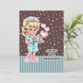 Verpleegkundigen geven zorg voor het hart. Kaart v (Staand voorkant)