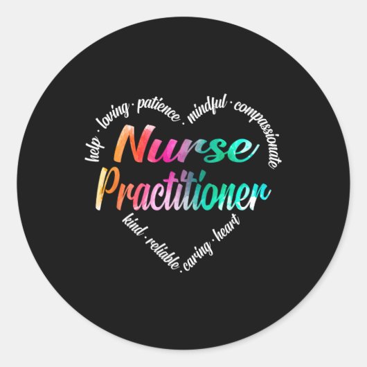 Verpleegkundigen Harde Word Cloud Waterverf Rai Ronde Sticker (Voorkant)