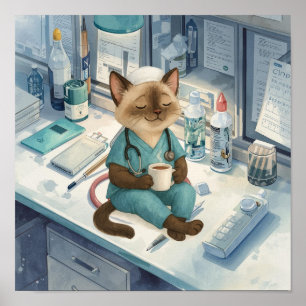 Verpleegkundigen hebben een koffiepauze poster