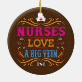 Verpleegkundigen houden van een grote veer grappig keramisch ornament (Achterkant)