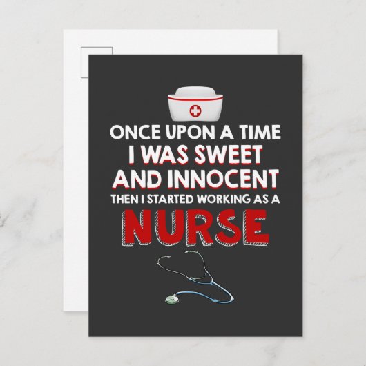 Verpleegkundigen | Ik werk als verpleegster Uitnodiging Briefkaart (Voorkant / Achterkant)