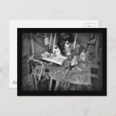 Verpleegkundigen in het Bombed Building WWII Briefkaart (Voorkant / Achterkant)