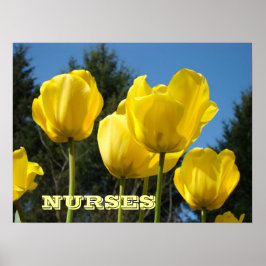 VERPLEEGKUNDIGEN kunstprints Gele Tulpen Verpleegp Poster