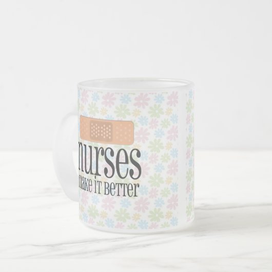 Verpleegkundigen maken het beter, verkreuken de zu matglas koffiemok (Voorkant links)