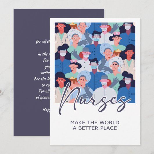 Verpleegkundigen maken van de wereld een betere pl bedankkaart (Voorkant / Achterkant)