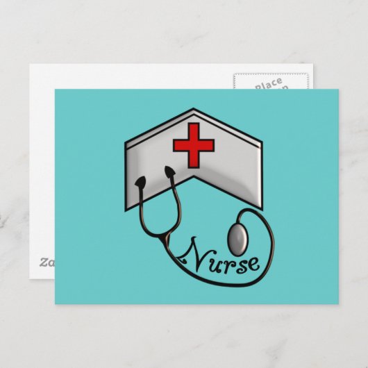 Verpleegkundigen met EMBOSSED-PET en STETHOSCOPE Briefkaart (Voorkant / Achterkant)