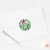 Verpleegkundigen met EMBOSSED-PET en STETHOSCOPE Ronde Sticker (Envelop)