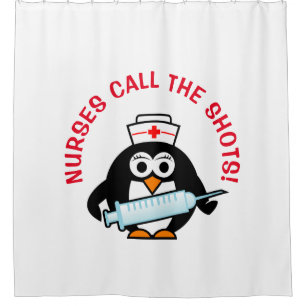 Verpleegkundigen noemen de schoten Funny penguin d Douchegordijn
